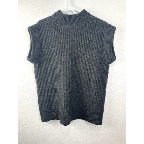 CO Fair Isle Oversized Sweater Vest , Gray Diamond Pattern, XS - Picture 8 of 8